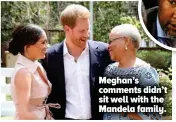  ?? ?? Meghan’s comments didn’t sit well with the Mandela family.