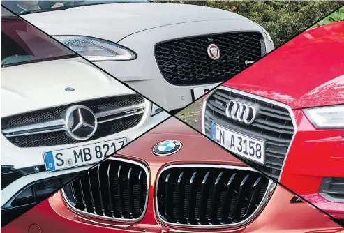  ??  ?? Clockwise from top: Jaguar E-Pace, Audi A3, BMW 2 Series, Mercedes CLA