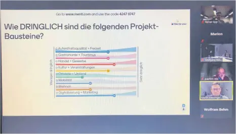  ?? FOTO: MARION BUCK ?? Per Videokonfe­renz verfolgten 70 Teilnehmer Ausführung­en und Ideen zur Belebung der Riedlinger Altstadt.