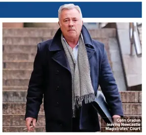  ?? ?? Colin Gradon leaving Newcastle Magistrate­s’ Court