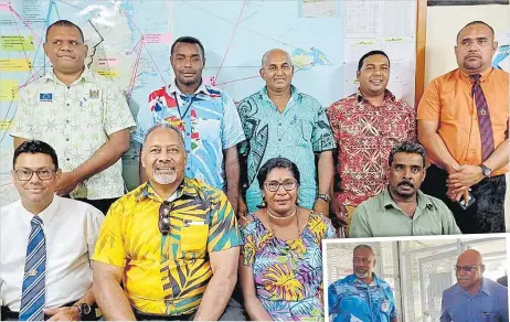  ?? Pictures: NACANIELI TUILEVUKA ?? Minister for Rural and Maritime Developmen­t, Disaster Management Sakiasi Ditoka and staff members of the Tutu Rural Training Centre. Right: Sakiasi Ditoka welcomes Prime Minister Sitiveni Rabuka to Taveuni on Monday.