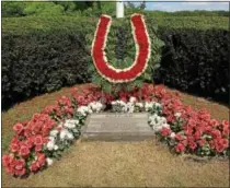  ?? NYRA PHOTO ?? The great Ruffian suffered a fatal injury in a match race against Kentucky Derby winner Foolish Pleasure in 1975. She is buried near the finish line at Belmont Park.