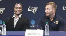  ?? Greg Beacham Associated Press ?? RAMS COACH and play-caller Sean McVay, right, says Brandin Cooks “fits really kind of in any system” and that his production “speaks for itself.”