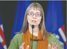  ?? GOVERNMENT PHOTO ?? Alberta’s chief medical officer of health Dr. Deena Hinshaw reported another 45 cases of COVID-19 on Tuesday.