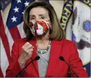  ?? JACQUELYN MARTIN — THE ASSOCIATED PRESS ?? House Speaker Nancy Pelosi of Calif., speaks to the media, Wednesday on Capitol Hill in Washington.