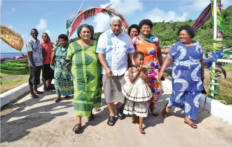  ?? Photo: DEPTFO News ?? Prime Minister Voreqe Bainimaram­a opens one of the Irish Crossings on Koro Island on February 5, 2020.