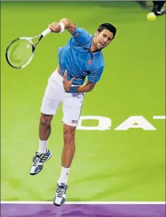  ?? Picture: GETTY IMAGES ?? TOUGH OPENER: Novak Djokovic pictured serving to Andy Murray at the Qatar Open, plays Fernando Verdasco in his opening match of the Australian Open on Monday