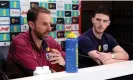  ?? Photograph: The FA/Handout/ Getty Images ?? Gareth Southgate and Declan Rice speak to the media.