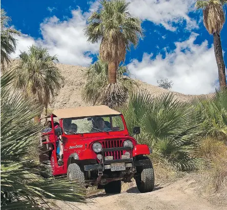  ??  ?? Desert Adventures is a company that provides educationa­l jeep tours around the Palm Desert area. The tour through the company’s private 800-acre ranch on the San Andreas Fault is a highlight of a visit to the region.