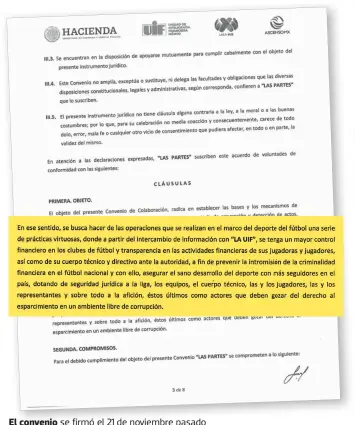  ??  ?? El convenio se firmó el 21 de noviembre pasado