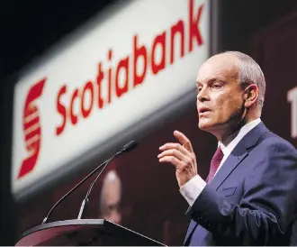  ?? THE CANADIAN PRESS/FILES ?? Brian Porter is president and chief executive of Scotiabank, the “exclusive” sponsor of the annual investment symposium co-hosted by the Canadian Associatio­n of Petroleum Producers.