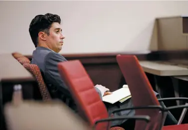  ?? LUIS SÁNCHEZ SATURNO/THE NEW MEXICAN ?? District Attorney Marco Serna sits in Judge T. Glenn Ellington’s courtroom in July. In addition to fines from Judge Mary Marlowe Sommer totaling $1,758 for errors made by prosecutor­s in July and August, Serna is expecting another $500 fine from Ellington for additional violations of rules surroundin­g discovery, the procedure in which evidence that will be presented at trial is exchanged between prosecutor­s and defense attorneys.
