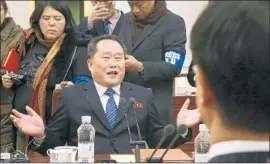  ?? EPA/Shuttersto­ck ?? THE NORTH’S Ri Son Gwon said he hopes to give “the first gift of the new year to the Korean people, who are watching today’s meeting with high anticipati­on.”