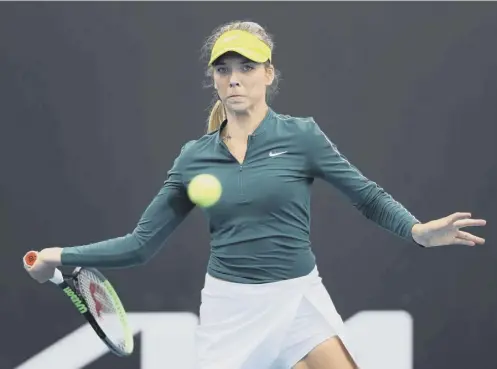  ??  ?? 0 Britain's Katie Boulter plays a forehand in her win over Coco Gauff at the WTA 500 Gippsland Trophy tournament at Melbourne Park