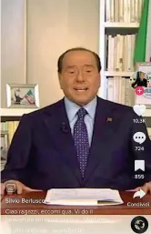  ?? ?? L’arrivo su TikTok «Ciao ragazzi, eccomi qua». Così l’1 settembre il leader di FI Silvio Berlusconi, 85 anni, è sbarcato su TikTok, con un video che ha raggiunto i 9,6 milioni di follower