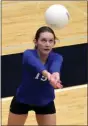  ?? Tommy Romanach / RN-T ?? Model’s Brooke Roberts connects on a return during a volleyball match against Lakeview-Fort Oglethorpe on Thursday at Model High.