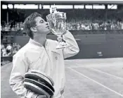  ??  ?? Ashley Cooper after winning the 1958 men’s singles final at Wimbledon: ‘he was incredibly difficult to beat over five sets’