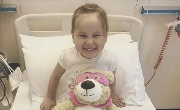  ??  ?? 0 Stenhousem­uir youngster Milla Sneddon, four, is battling Leukaemia