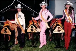  ?? COURTESY PHOTO ?? Royal Court. Hadley Hume, 2011 Lincoln Rodeo princess; Kirbi Allen, 2011 Lincoln Rodeo queen; and Cheyenne Nix, 2011 Lincoln Rodeo junior queen; will preside over the 2012 event until the new royalty is announced on Saturday.