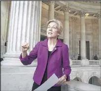  ??  ?? Sen. Elizabeth Warren, D-Mass., reacts to being rebuked by Senate leadership and accused of impugning a fellow senator. Warren was barred from debate over Sen. Jeff Sessions.