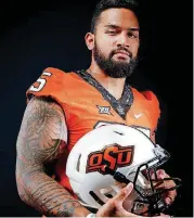  ?? [PHOTO BY SARAH PHIPPS, THE OKLAHOMAN] ?? Villi Leveni has navigated the long way back from injury again with hope of providing full impact to the OSU defensive front.