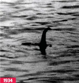  ??  ?? Discredite­d: The so-called ‘surgeon’s photo’ of Nessie was a hoax 1934