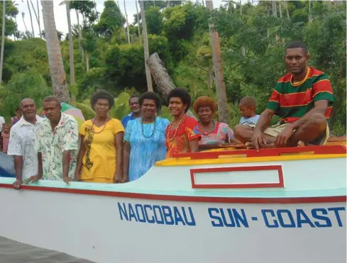  ?? Photo: Foundation for Rural Integrated Enterprise and Developmen­t ?? Villagers of Naocobau in Ra take a ride onboard their new fishing boat.