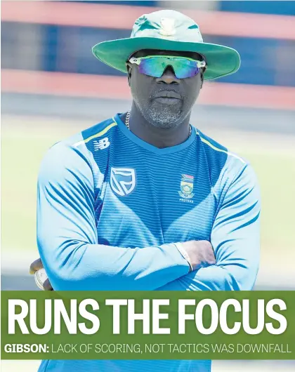  ?? Picture: Gallo Images ?? COSTLY. Proteas coach Ottis Gibson says the lack of runs led to his team’s shock loss in the first Test against Sri Lanka in Durban.