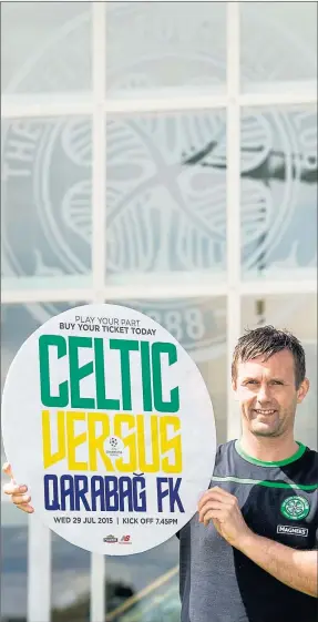  ??  ?? AD MAN: Ronny Deila helps promote Celtic’s next phase of qualificat­ion