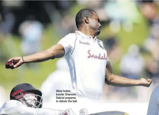  ??  ?? West Indies bowler Shannon Gabriel prepares to deliver the ball.