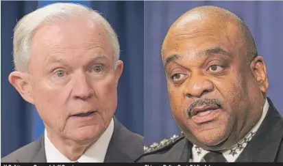  ?? | AP | SUN- TIMES FILE ?? U. S. Attorney General Jeff Sessions Chicago Police Supt. Eddie Johnson