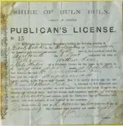  ??  ?? Last week’s Snapshot of Turf Club Hotel at Brandy Creek attracted the attention of Drouin East resident Mick Bush.
Mick has the original “Publican’s License” issued to the Turf Club Hotel on December 13, 1878.
It was the Shire of Buln Buln’s 15th...