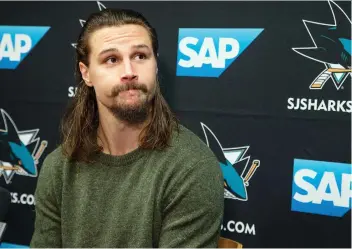  ?? WAYNE CUDDINGTON ?? Erik Karlsson told reporters who gathered around him Friday at the University of Ottawa athletic facility that his game today against the Senators will be another chance to create “great memories.”