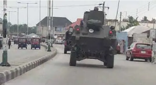  ??  ?? One of the APCs deployed by the police during the crisis