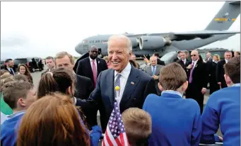  ??  ?? Visit to Ireland by U. S. Vice- President Joe Biden in June 2016. Pic shows Enda Kenny and Vice President of the United States, Joe Biden in Knock Airport. Pic: Maxwell photograph­y.