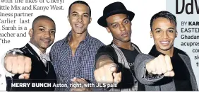  ??  ?? MERRY BUNCH Aston, right, with JLS pals