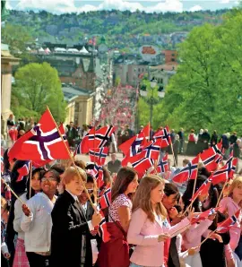  ??  ?? Norwegian children celebrate Norwegian National Day. (Credit: Nancy Bundt)