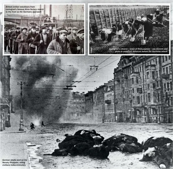  ??  ?? German shells land on the Nevsky Prospekt, killing civilians indiscrimi­nately