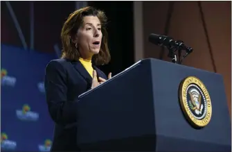  ?? PATRICK SEMANSKY — THE ASSOCIATED PRESS ?? Commerce Secretary Gina Raimondo speaks at the U.S.-Africa Leaders Summit on Dec. 14in Washington. A $52billion U.S. investment to develop advanced computer chips has received rare bipartisan support.