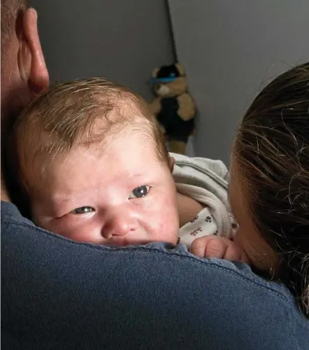  ?? Photo: Nev Madsen ?? OH BABY!: Baby Connor burst into the world at the Toowoomba Hospital weighing an impressive 12lb (5.43kg). His size was not only a surprise to his parents, but hospital staff as well.