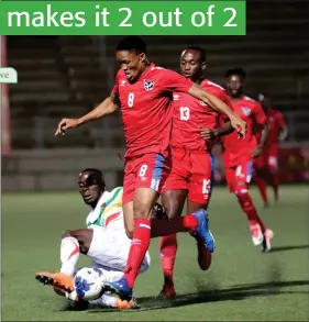  ?? Photo: NFA ?? On course… Elmo Kambindu was Man of the Match in Namibia's 2-0 win over Zimbabwe.