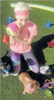  ??  ?? Liezel van der Westhuizen, seen here with her dogs, says there are fitness tips for pets too.