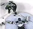  ??  ?? Brett Hull, skate clearly in the blue paint — a no-no — scores in triple OT to crush Sabres in 1999 Cup final.