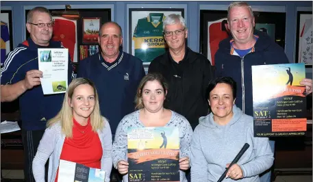  ??  ?? A Charity Golf Classic fundraiser in aid of Brú Columbanus, which will go ahead in the Ballyheigu­e Golf Club this Saturday, was launched in the Stretford Bar in Causeway on Monday night. Seated, from left, are Pat Lucid, Emma Bowler and Debbie Dineen. Back, from left, are Bernard Dineen, John White, Jimmy Bowler and John McHale. Photo by Thomas White