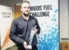  ?? PHOTO: SUPPLIED ?? Fuel saver . . . Former Dunedin truck driver Johnny Baxter has won the Internatio­nal Volvo Trucks Fuelwatch Challenge in Sweden.