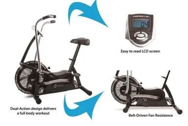  ??  ?? The Inspire CB1 Cardio Air Bike is a special dual-action design that delivers a full body workout with even distributi­on of resistance and activity to all parts of the body.