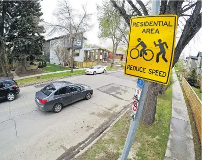  ?? GAVIN YOUNG ?? Calgary is looking at the possibilit­y of reducing speed limits in residentia­l areas from the current 50 km/h to 30 km/h.