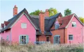  ??  ?? Above and left: pretty in pink: discover the Farmhouse, with its ornate wall coverings, thick wooden beams and stone floors