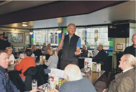  ??  ?? JD Wetherspoo­n founder Tim Martin gives his views on Brexit at The William Jameson in Sunderland’s Fawcett Street.