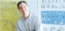  ?? GRETCHEN ERTL ?? Jeff Kinney, author of the Diary of a Wimpy Kid children’s book series, poses for a portrait at his office in Boston. The first 11 novels have sold more than 180 million copies and the series has been the basis for four movies.